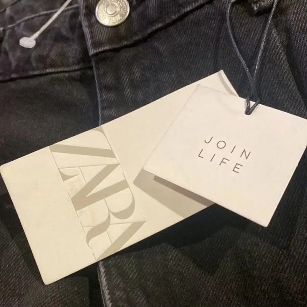Zara Black Denim Relaxed Baggy Snap-Ankle Jeans - Picture 6 of 14
